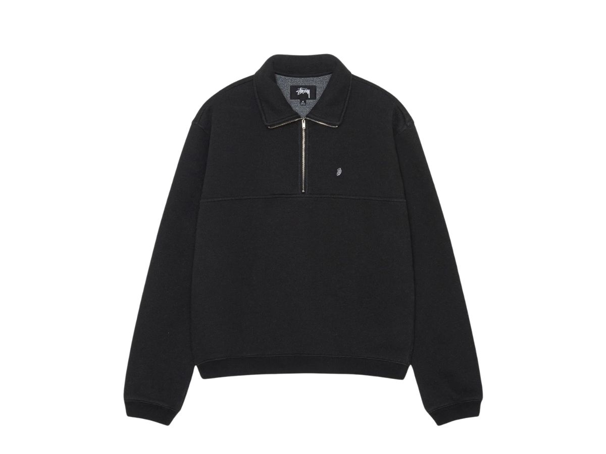 Stussy Half Zip Mock Neck Sweatshirt Black | ของแท้