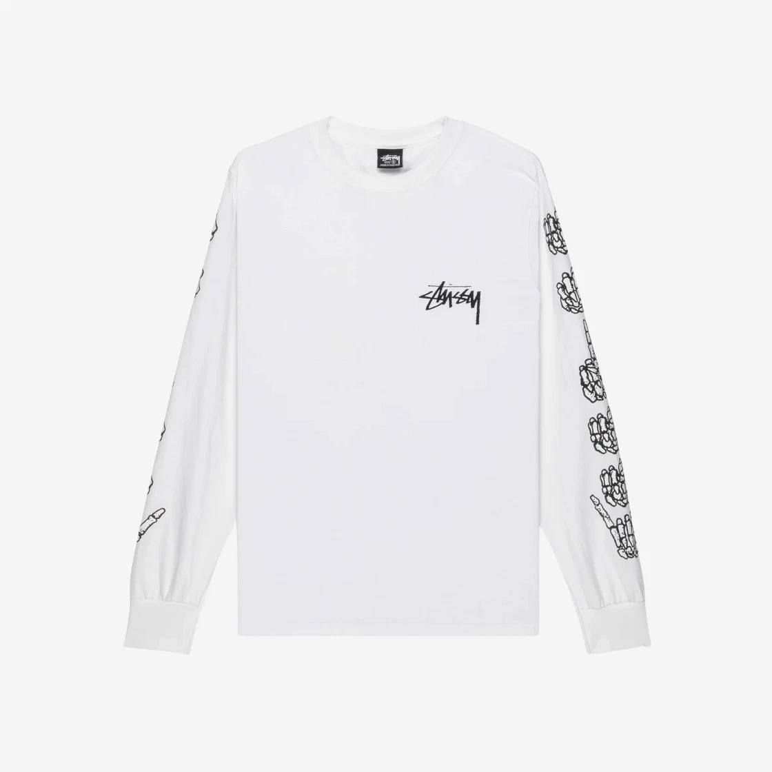 ช้อป Stussy Hands LS T-Shirt Whiteของแท้ที่ SASOM