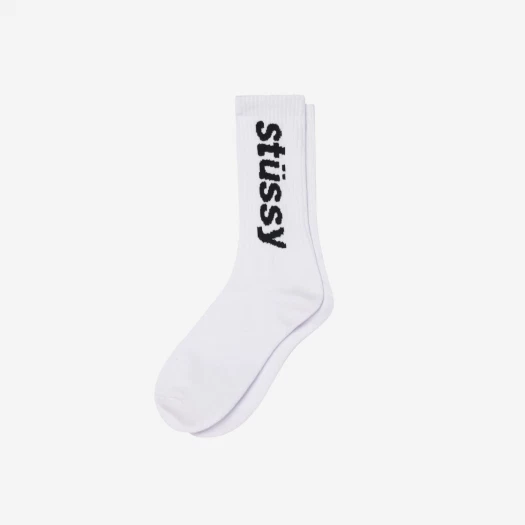 Stussy Helvetica Crew Socks White Black