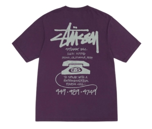 Buy Stussy Old Phone Tee Pigment Dyed Purple at Sasom – Authentic and Ready to Ship