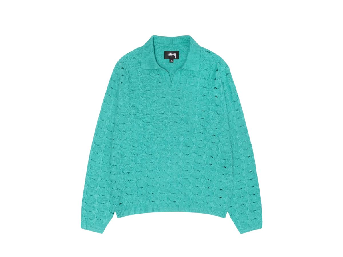 トップス STUSSY OPEN KNIT COLLARED SWEATER STUSSY OPEN KNIT COLLARED SWEATER - メルカリ