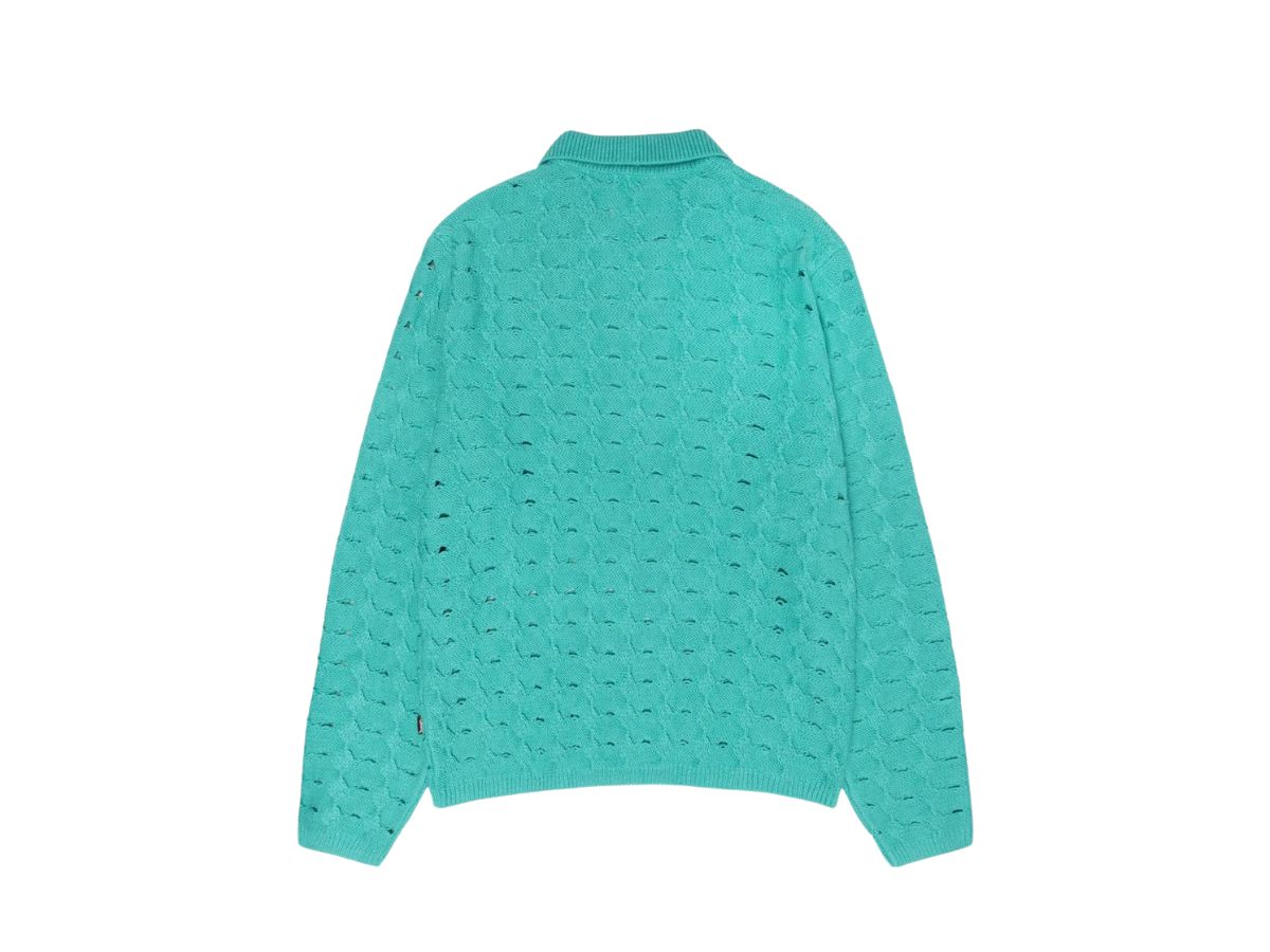 トップス stussy OPEN KNIT COLLARED SWEATER M Buy Stussy Open Knit Collared Sweater Teal | SASOM