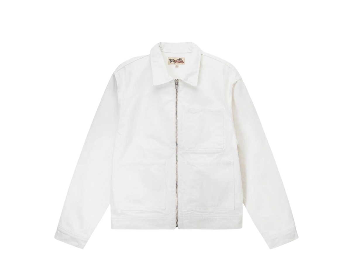 ジャケット・アウター stussy overdyed zip work jacket S bone Stussy Zip Work Jacket Overdyed Bone Shop Authentic at SASOM