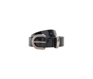 Stussy Patent Leather Belt With A Metal Keeper Black