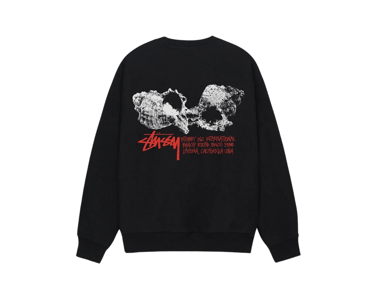 Stussy Shells Crew Black Shop Authentic at SASOM