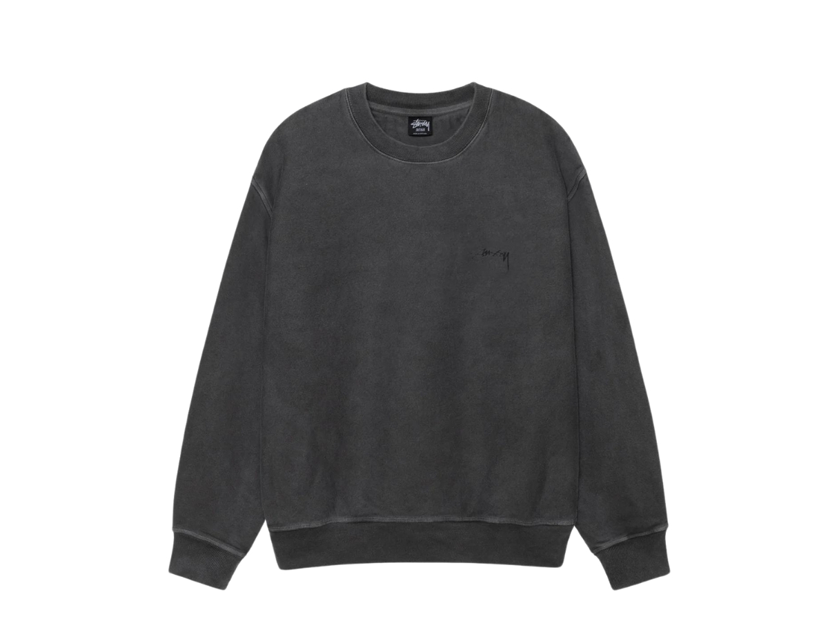 ★関税込★STUSSY★SMOOTH STOCK CREW PIGMENT DYED★BLACK★ Stussy Smooth Stock Crew Pigment Dyed Black | ของแท้