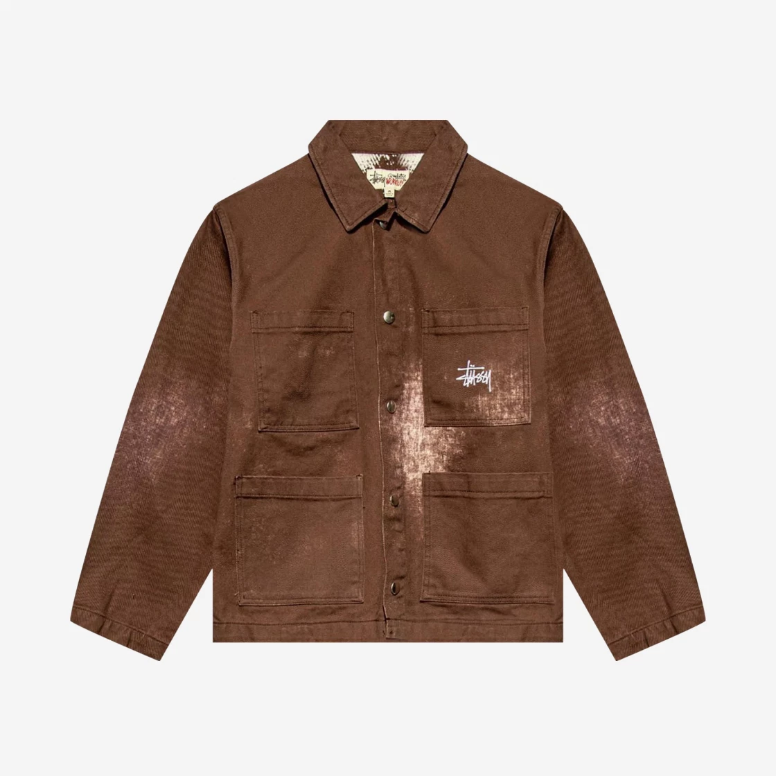 https://d2cva83hdk3bwc.cloudfront.net/stussy-spotted-bleached-chore-jacket-brown-2.jpg