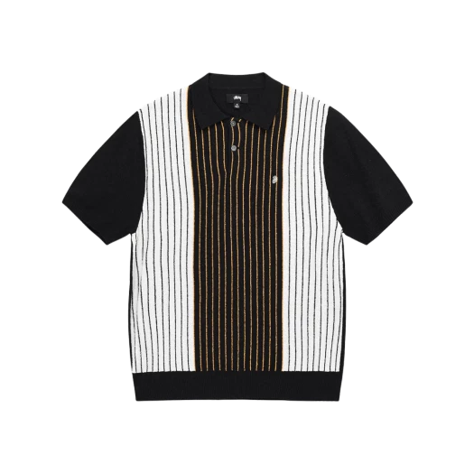 Stussy Textured SS Polo Sweater Black Stripe