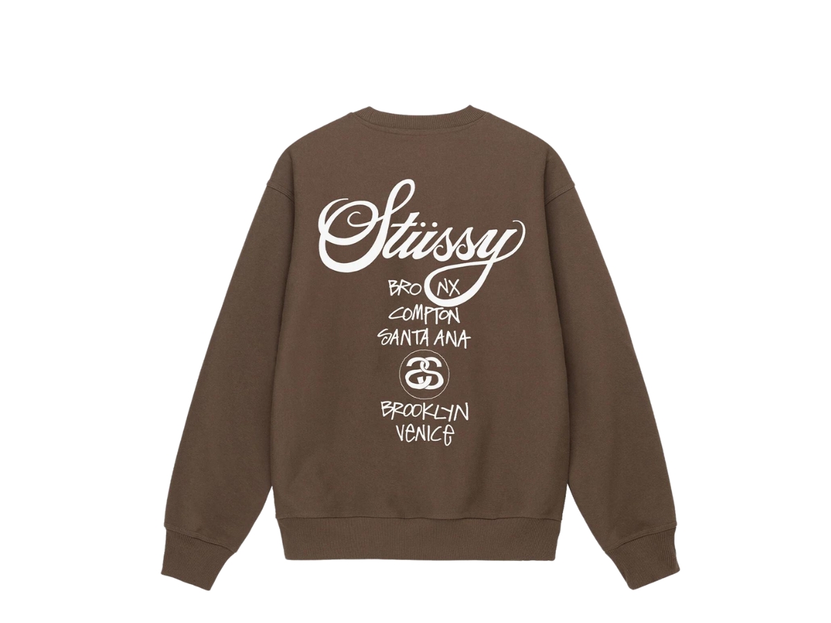 ★人気★【STUSSY】★Stussy World Tour Cre.w Coffee★ Stussy World Tour Crewneck Sweatshirt (Coffee) | Shop