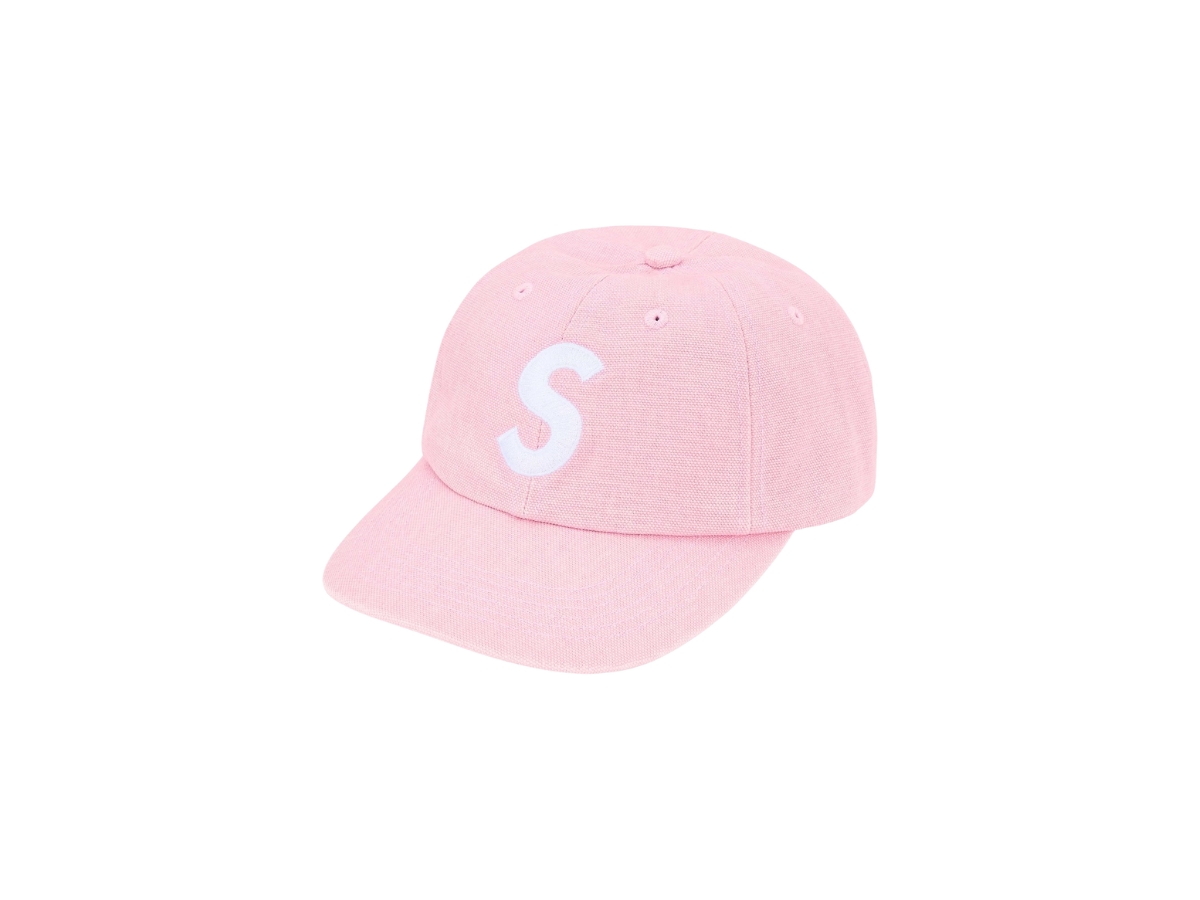 https://d2cva83hdk3bwc.cloudfront.net/sup-hataspccsl6plpf-supreme-pigment-coated-canvas-s-logo-6-panel-light-pink-fw25-1.jpg