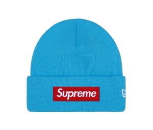 Buy Supreme x New Era Box Logo Beanie Cyan (FW25) at Sasom – Authentic and Ready to Ship