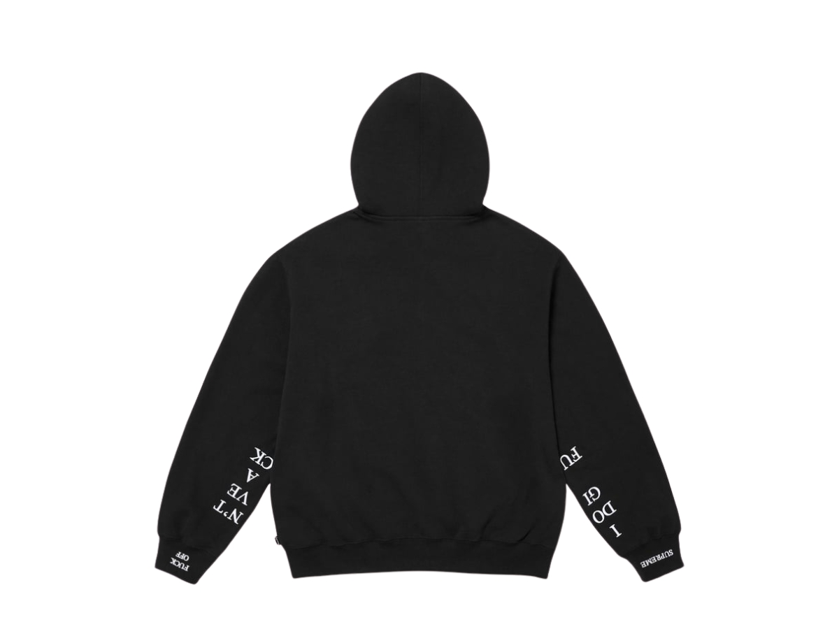 Supreme IDGAF Zip Up Hooded Sweatshirt Black (FW25)