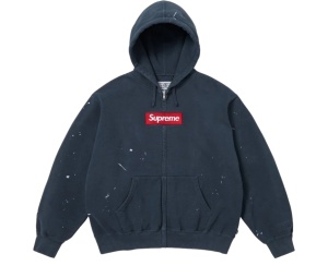 Buy Supreme  MM6 Maison Margiela Box Logo Zip Up Hooded Sweatshirt Navy (SS26) at Sasom – Authentic and Ready to Ship