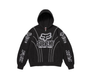 Buy Supreme x Fox Racing Zip Up Hooded Sweatshirt Black (FW25) at Sasom – Authentic and Ready to Ship