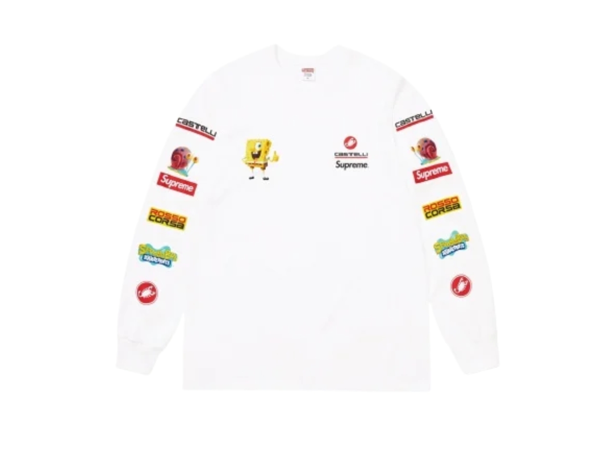 Supreme SpongeBob SquarePants Castelli Racing L/S Tee White