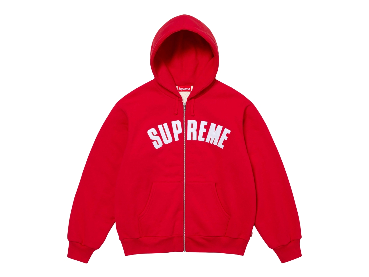 Supreme Arc Thermal Lined Zip Up Hooded Sweatshirt Red (FW24)
