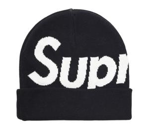 supreme-big-logo-beanie-black-