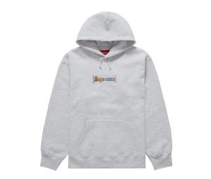 Supreme Bling Box Logo Hooded Sweatshirt Ash Grey