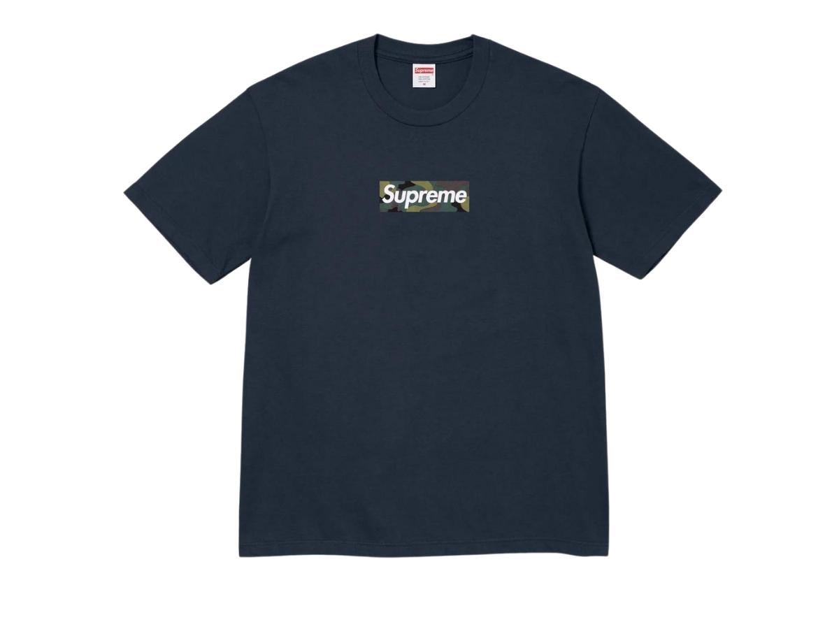 Supreme navy hotsell t shirt