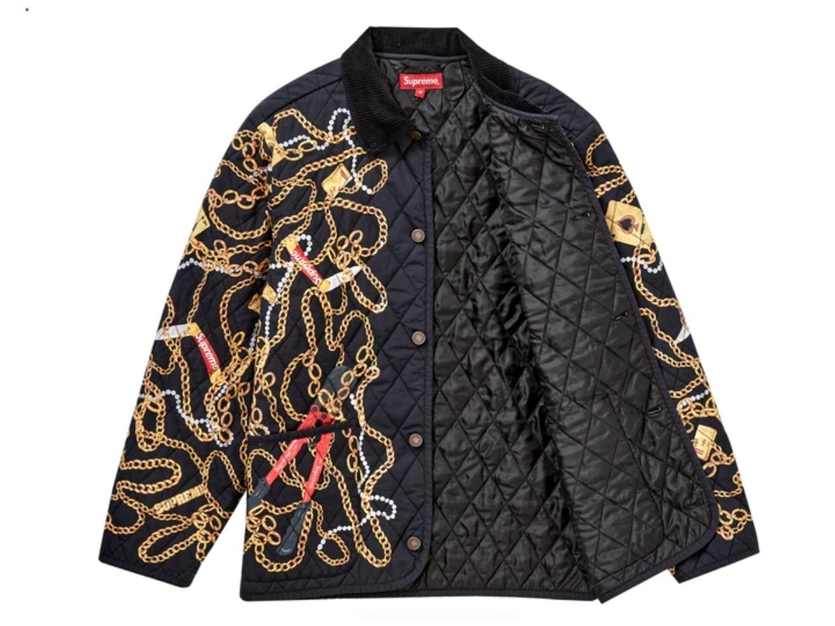 SASOM | เสื้อผ้า Supreme Chains Quilted Jacket Black เช็คราคาล่าสุด