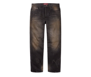 Supreme Trademark Jacquard Baggy Jean Washed Black
