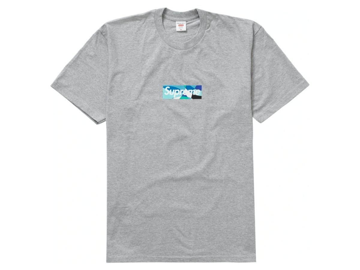 Grey supreme box store logo tee