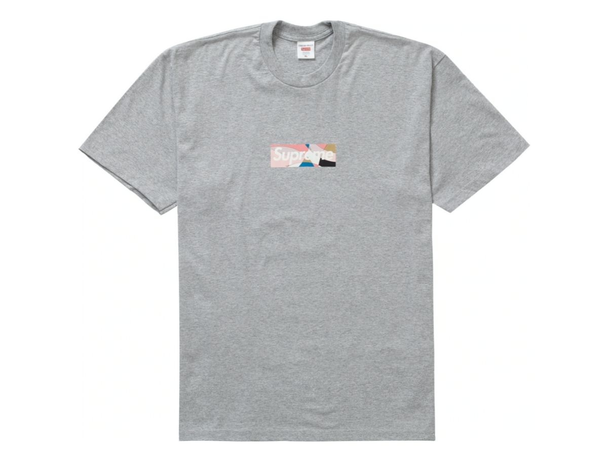 Grey supreme box hotsell logo tee