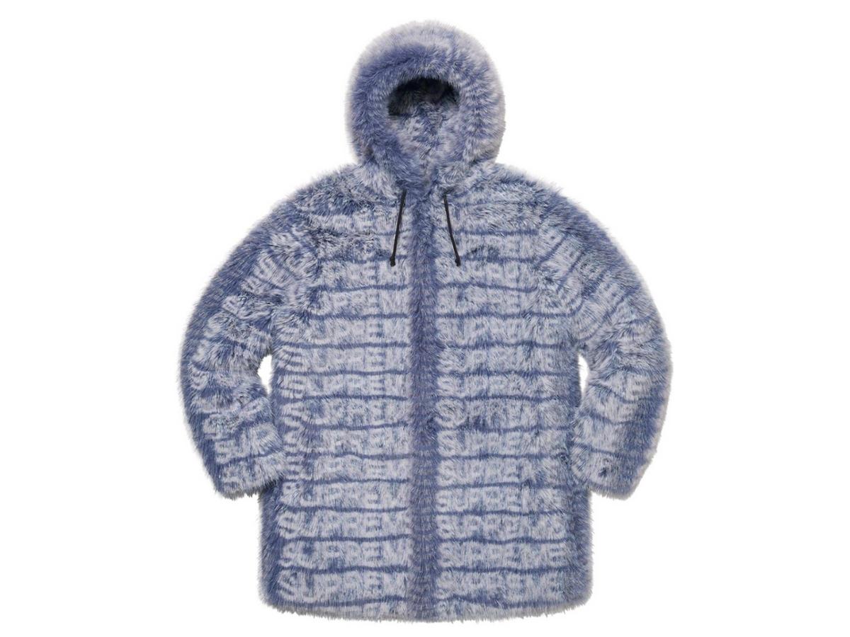 SASOM | apparel Supreme Faux Fur Hooded Coat Purple Check the 