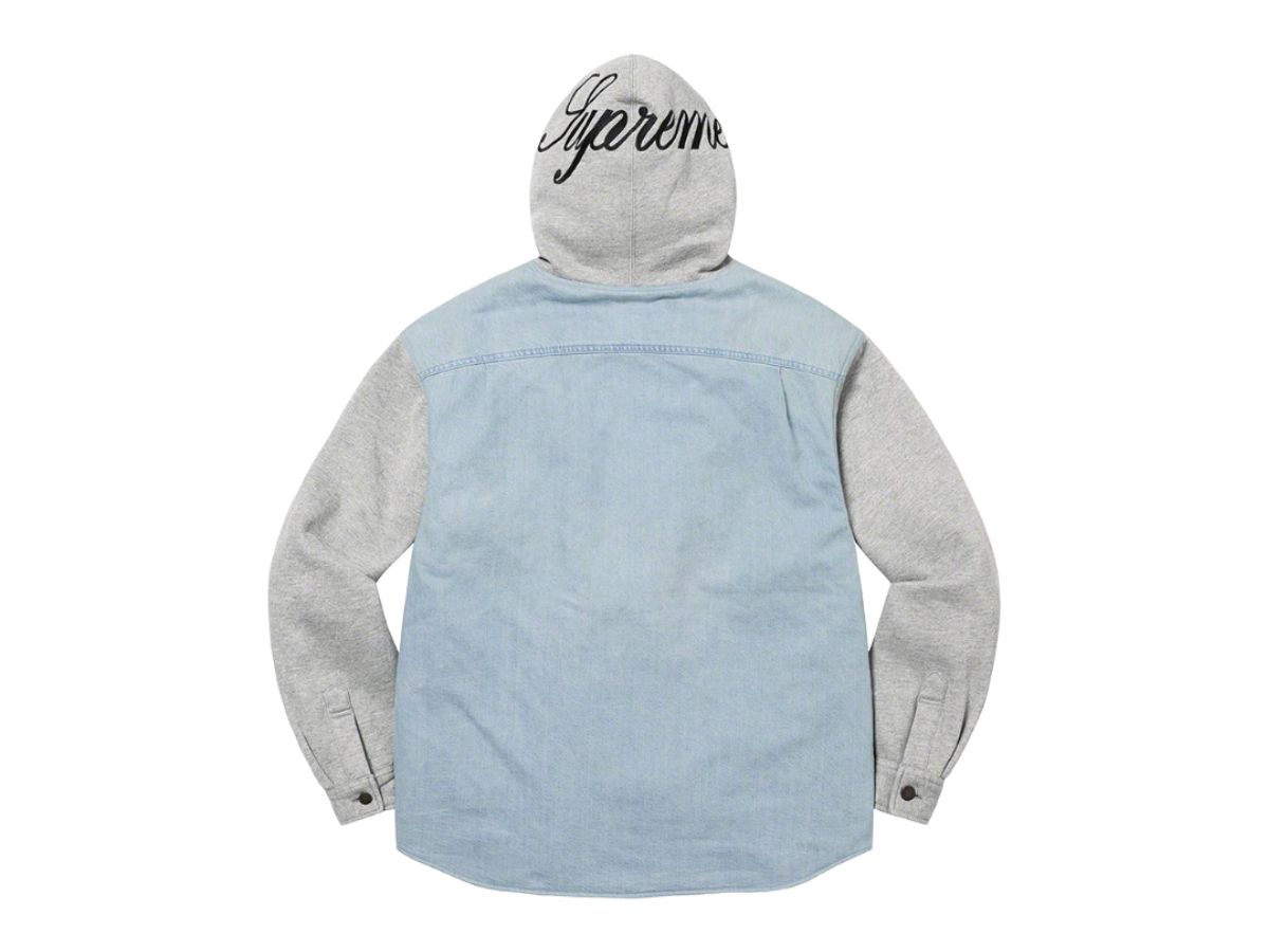 SASOM | เสื้อผ้า Supreme Fleece Hooded Denim Shirt Blue เช็คราคาล่าสุด