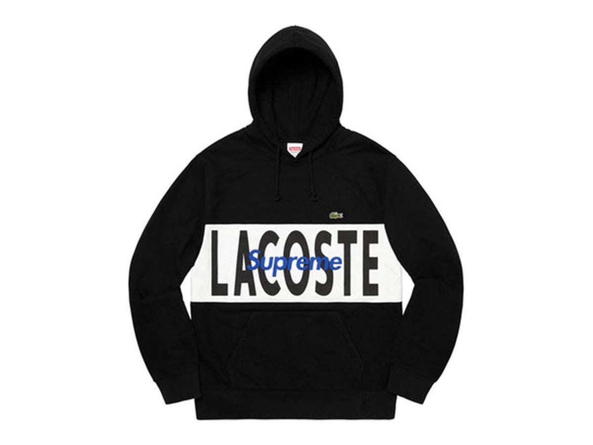 Supreme Lacoste Logo Panel Hooded Sweatshirt Black