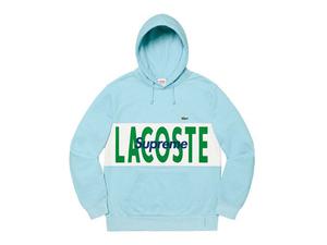Supreme Lacoste Logo Panel Hooded Sweatshirt Light Blue