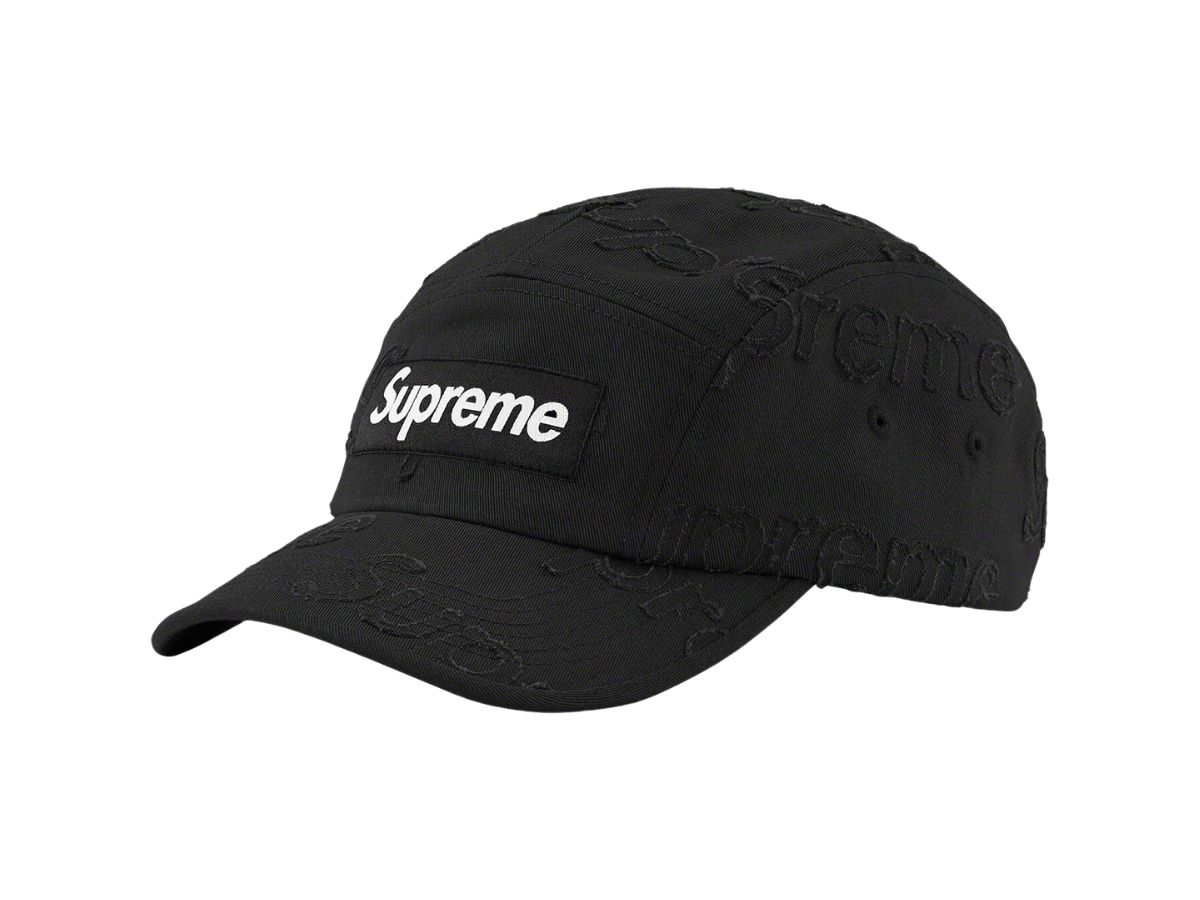 SASOM | เครื่องประดับ Supreme Lasered Twill Camp Cap Black เช็ค