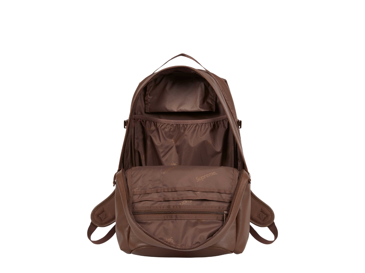Supreme Leather Backpack Brown ブラウン 24FW ช้อป Supreme Leather