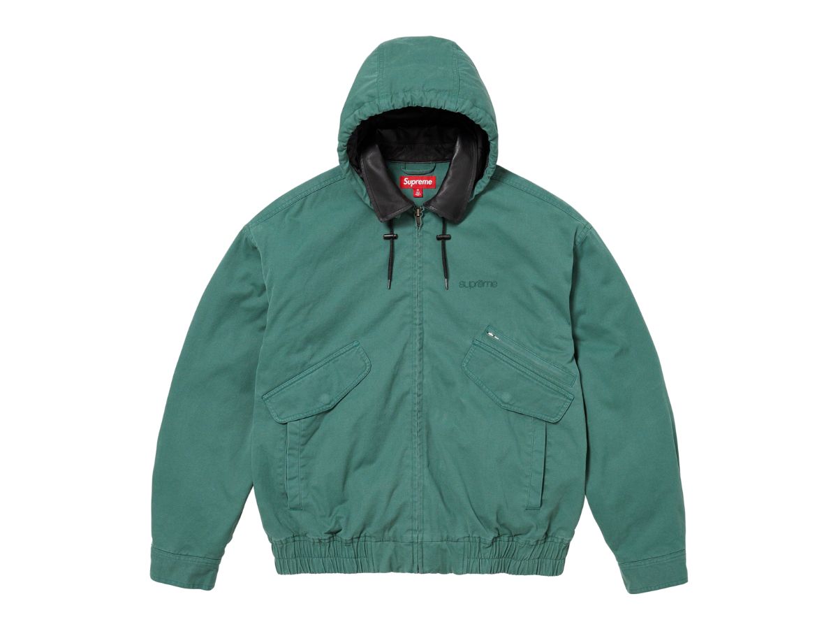 SASOM | apparel Supreme Leather Collar Utility Jacket Green (FW23