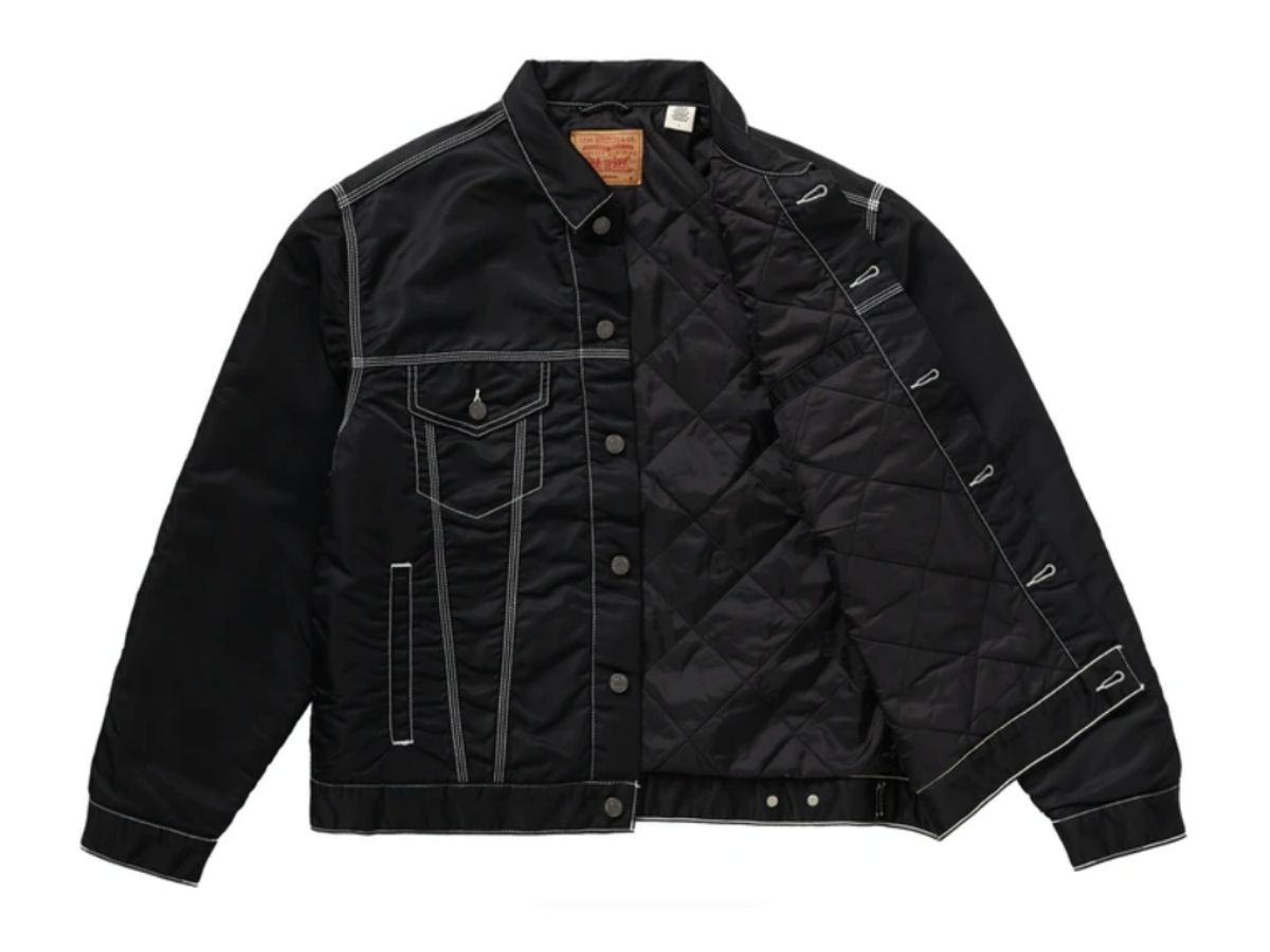 SASOM | apparel Supreme Levi's Nylon Trucker Jacket Black Check the ...