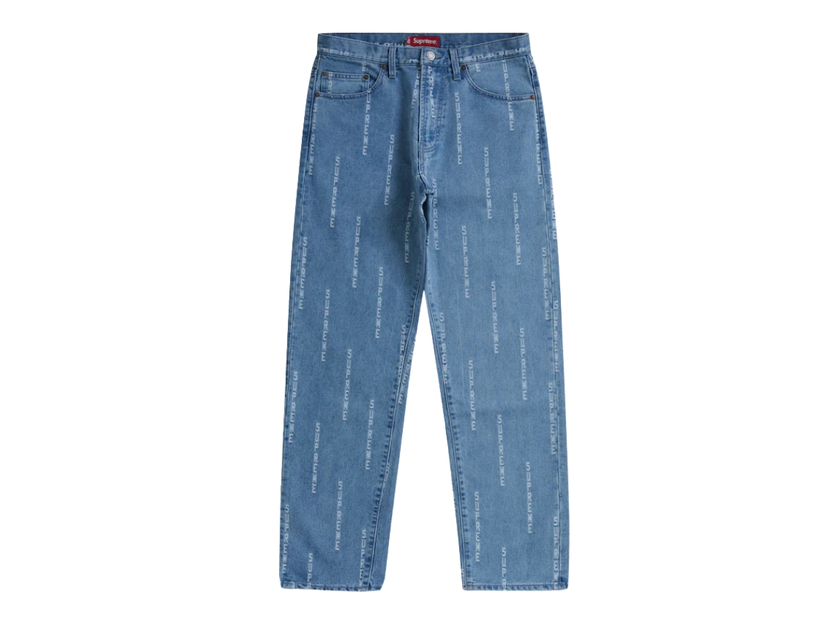 SASOM | เสื้อผ้า Supreme Logo Stripe Jacquard Regular Jean Blue