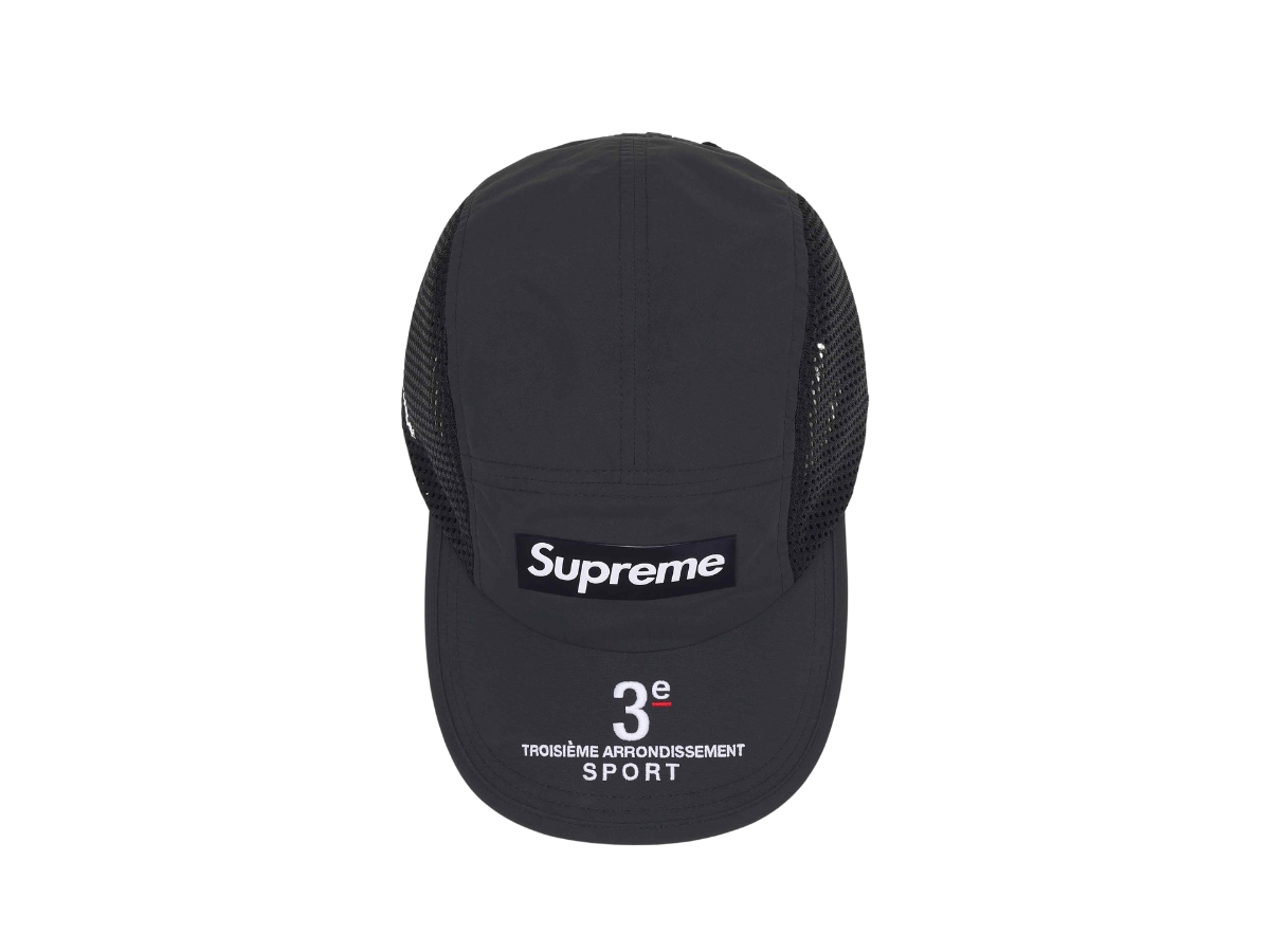 Supreme Mesh Side Panel Camp Cap 　Black Supreme Mesh Side Panel Camp Cap (SS24) - $48