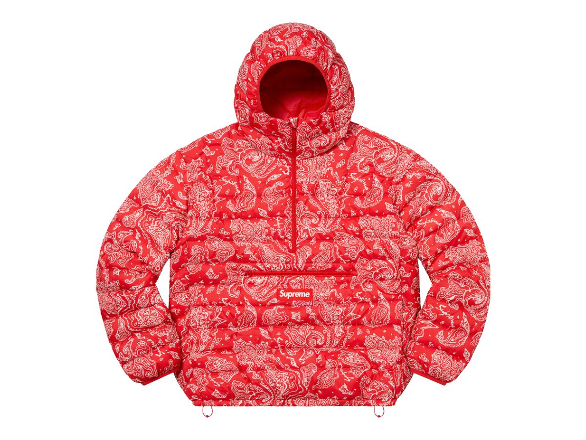 SASOM | apparel Supreme Micro Down Half Zip Hooded Pullover Red