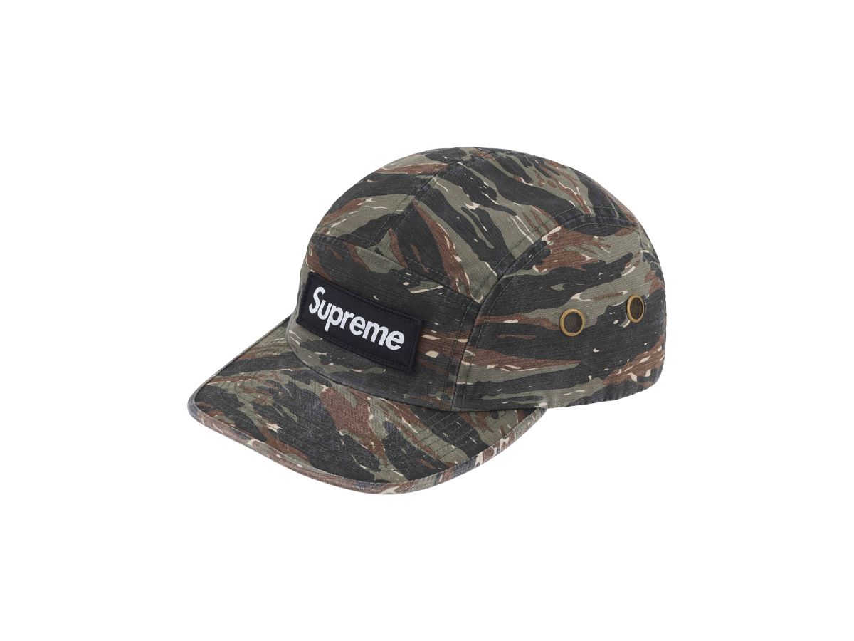 Buy Supreme Military Camp Cap 'Olive Tiger Camo' - SS24H16