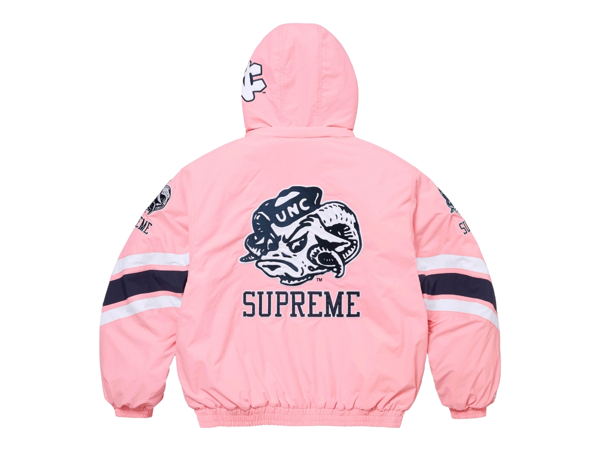 Supreme Mitchell & Ness NCAA Hooded Stadium Jacket Pink (FW24)