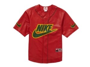 Supreme Nike Leather Baseball Jersey Red