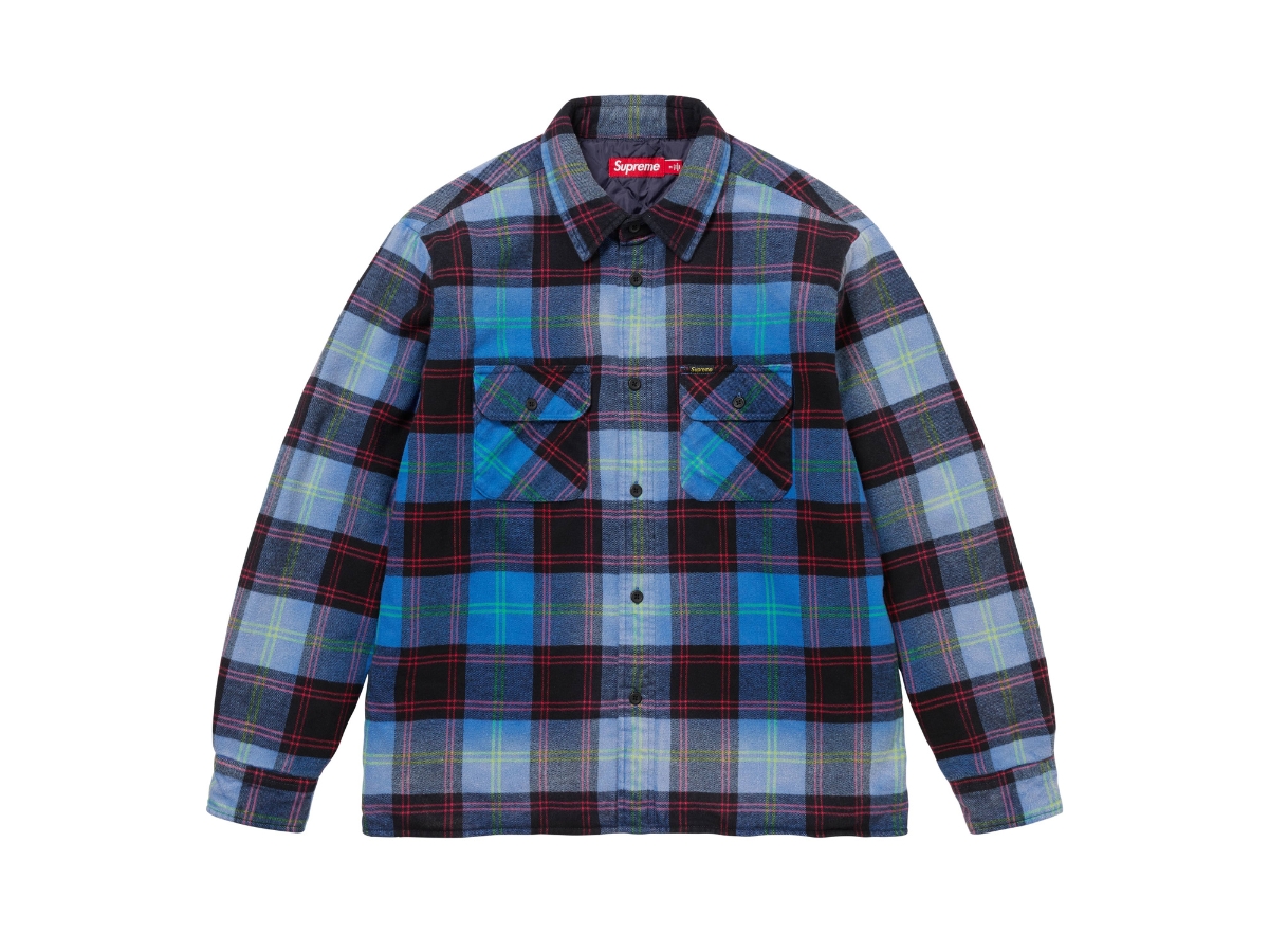 Buy Supreme Quilted Plaid Shirt Blue (FW24) | SASOM