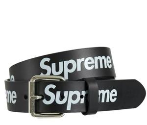 Supreme Repeat Leather Belt Black