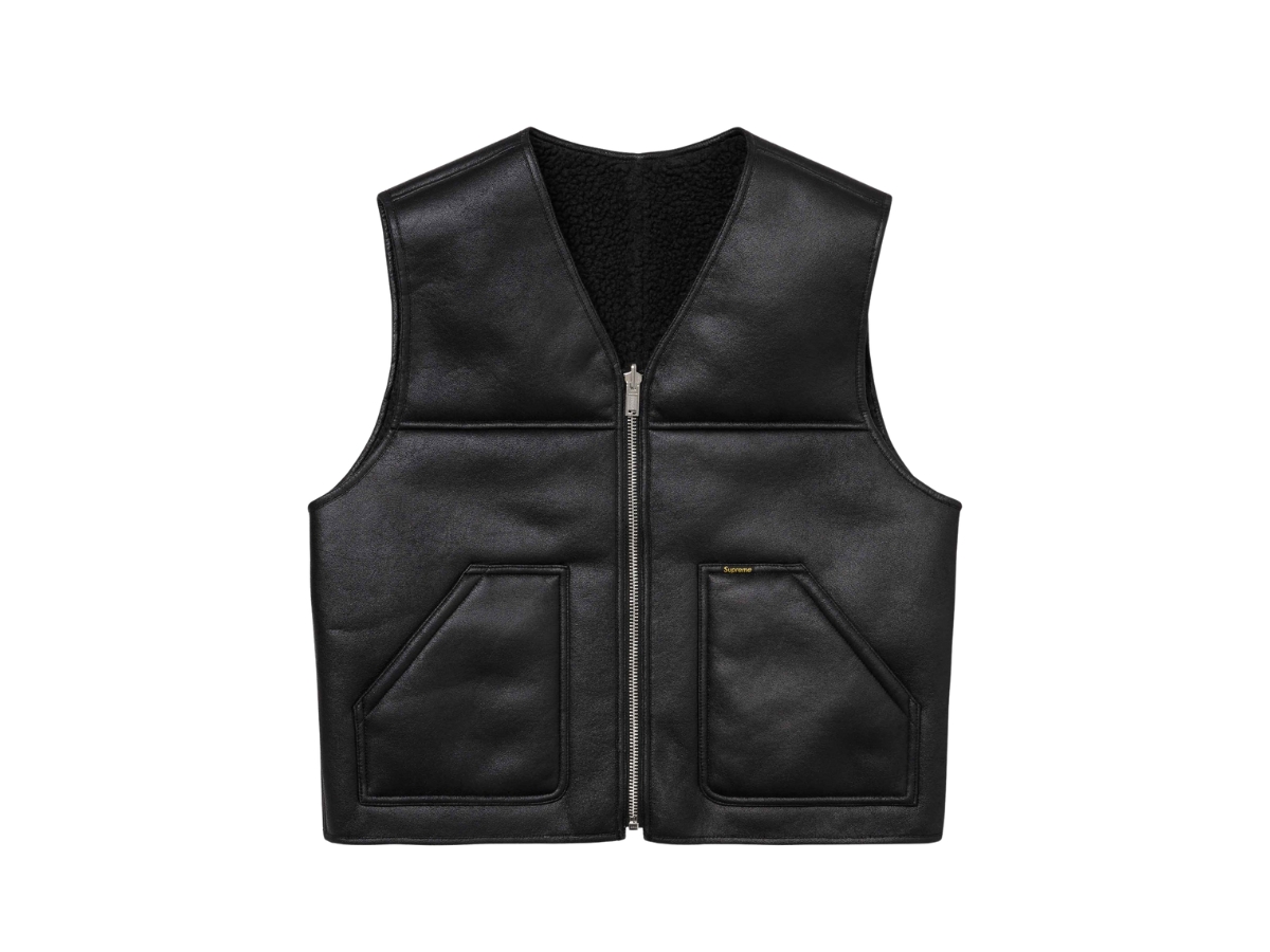 Supreme Reversible Faux Shearling Vest Black (FW24)