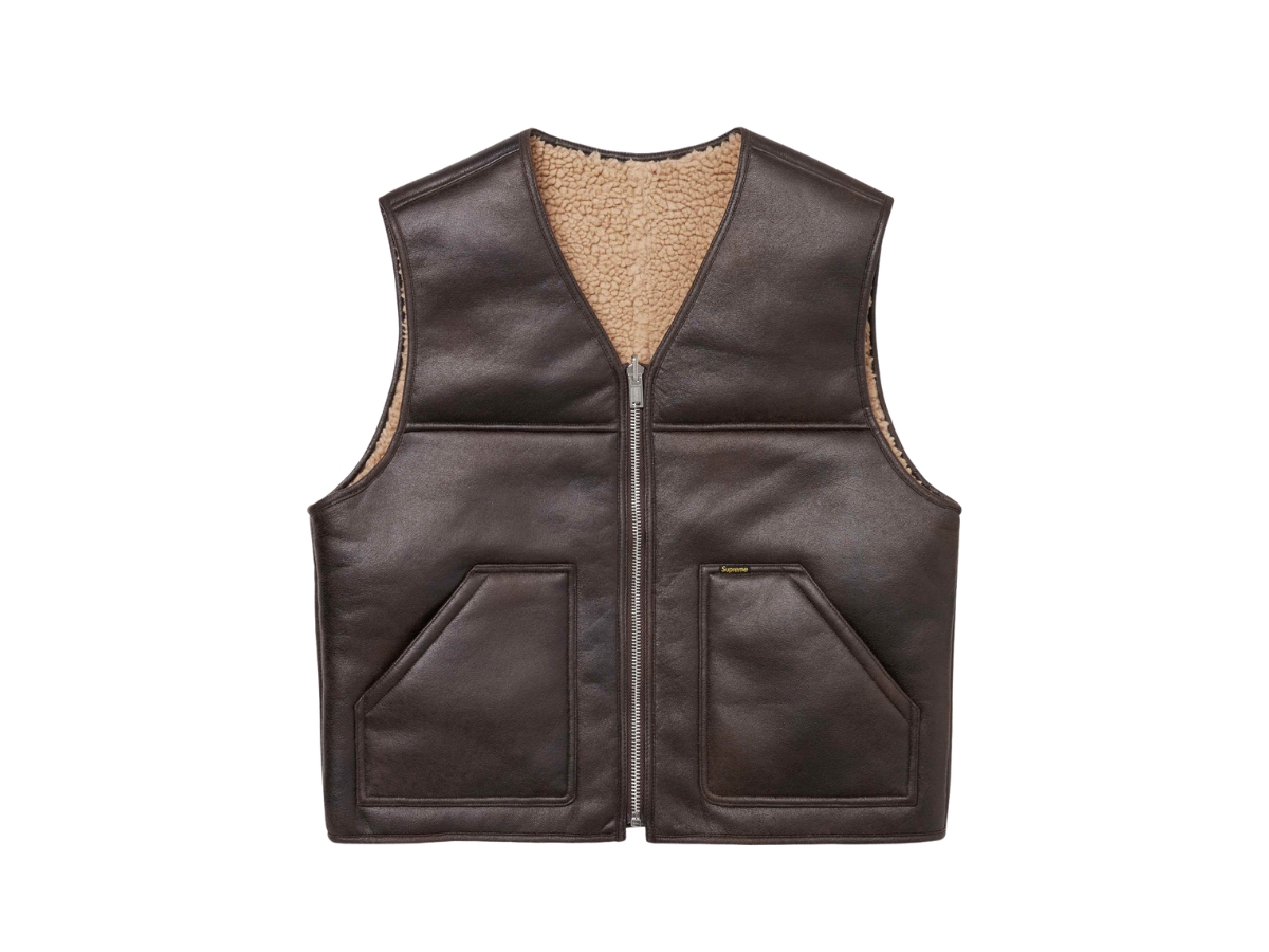 Supreme Reversible Faux Shearling Vest Brown (FW24)