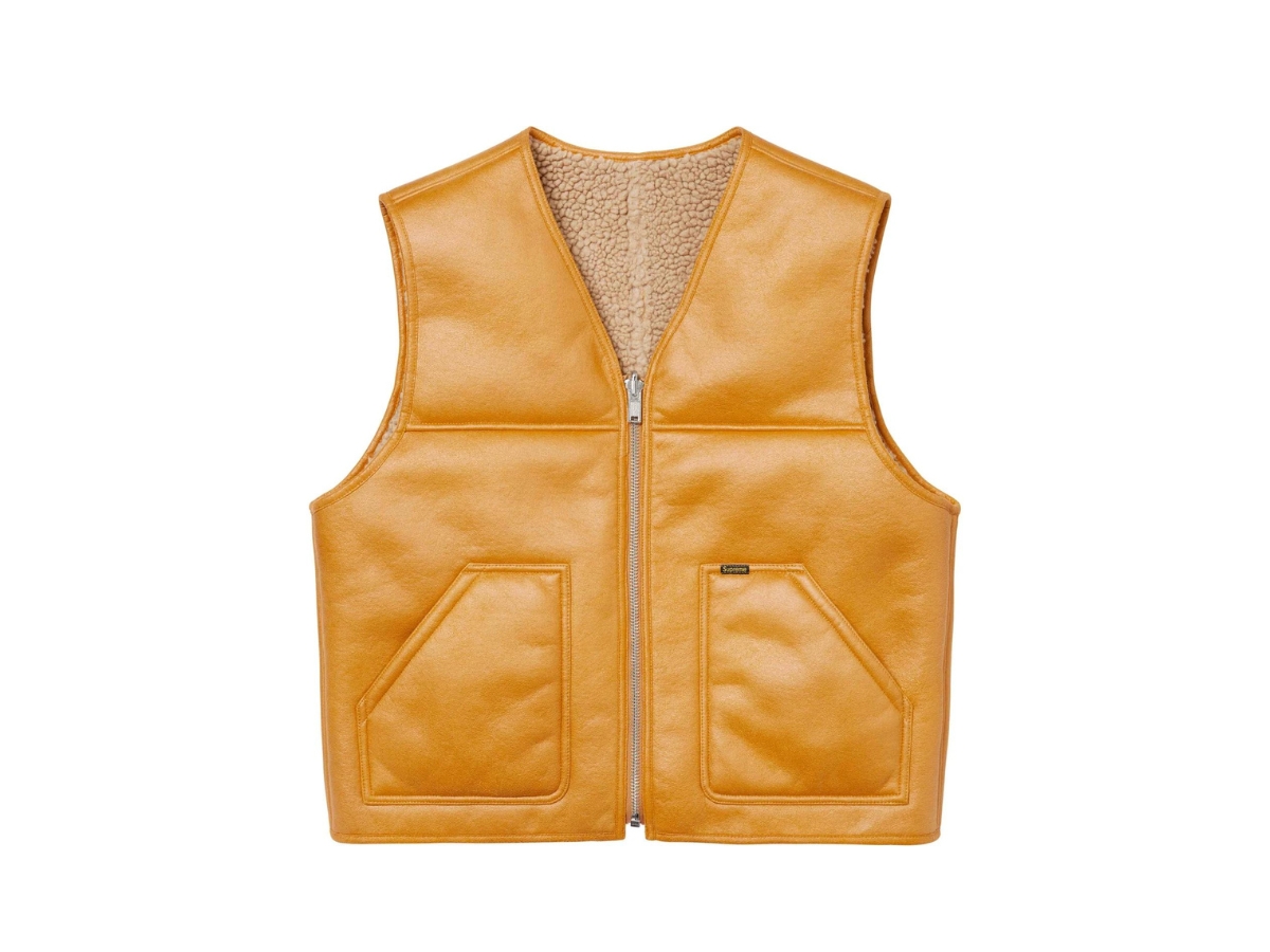 Supreme Reversible Faux Shearling Vest Yellow (FW24)