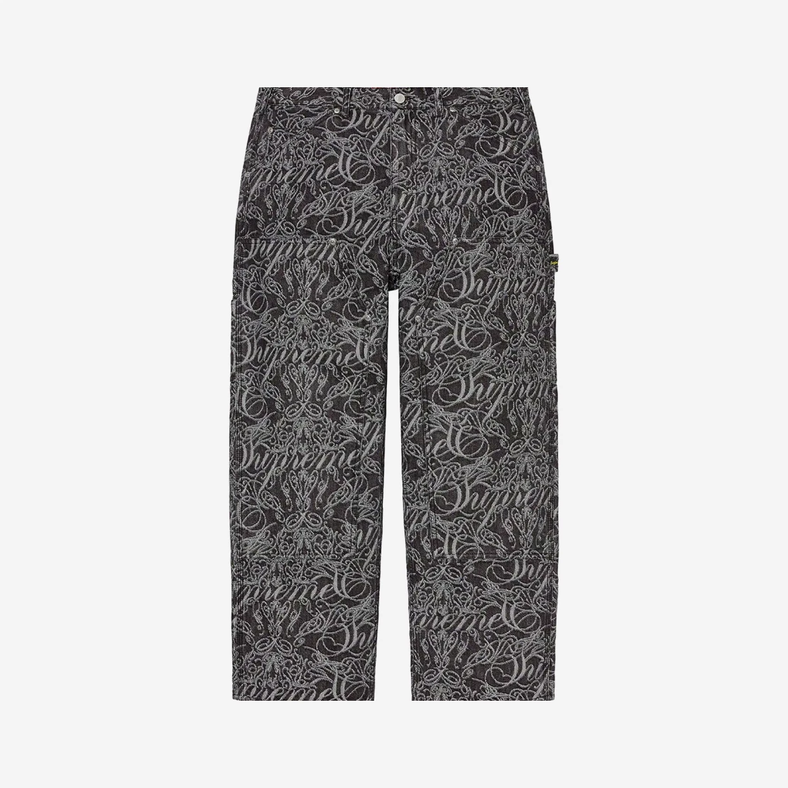 Supreme Script Jacquard Double Knee Denim Painter Pants Washed Black - 22FW