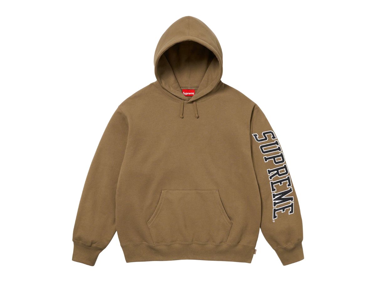 Supreme sleeve sale embroidery hooded sweatshirt