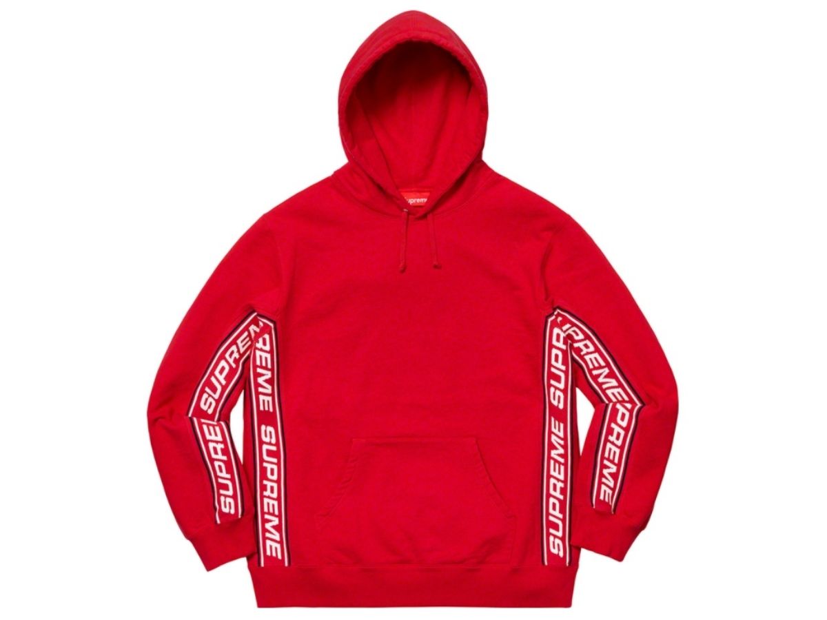 SASOM | เสื้อผ้า Supreme Text Rib Hooded Sweatshirt Red เช็คราคาล่าสุด