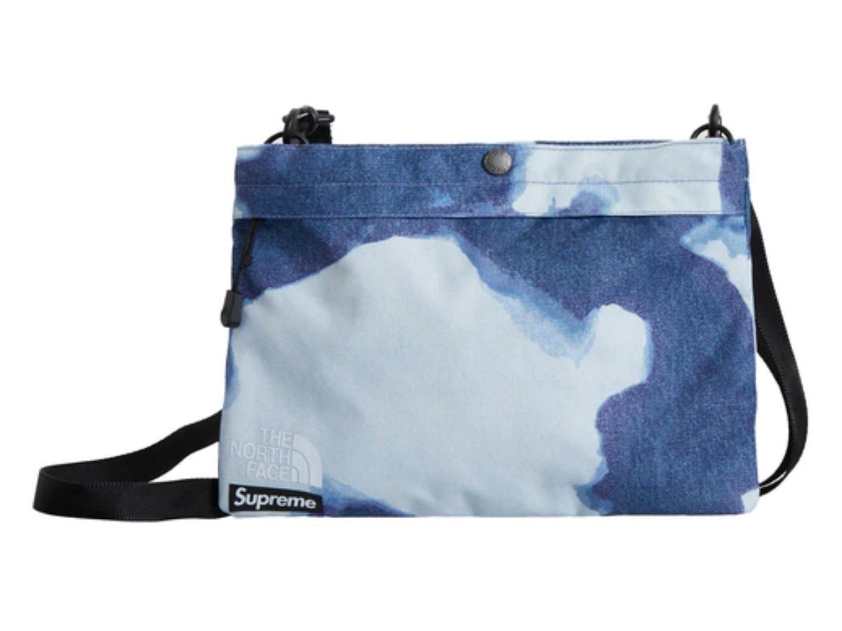 Supreme The North Face Bleached Denim Print Shoulder Bag Indigo